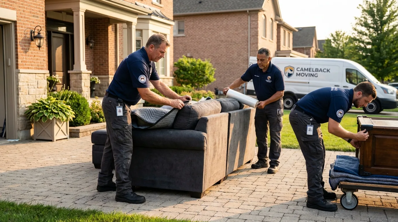 Large estate moving crew wrapping furniture in DuPont, WA