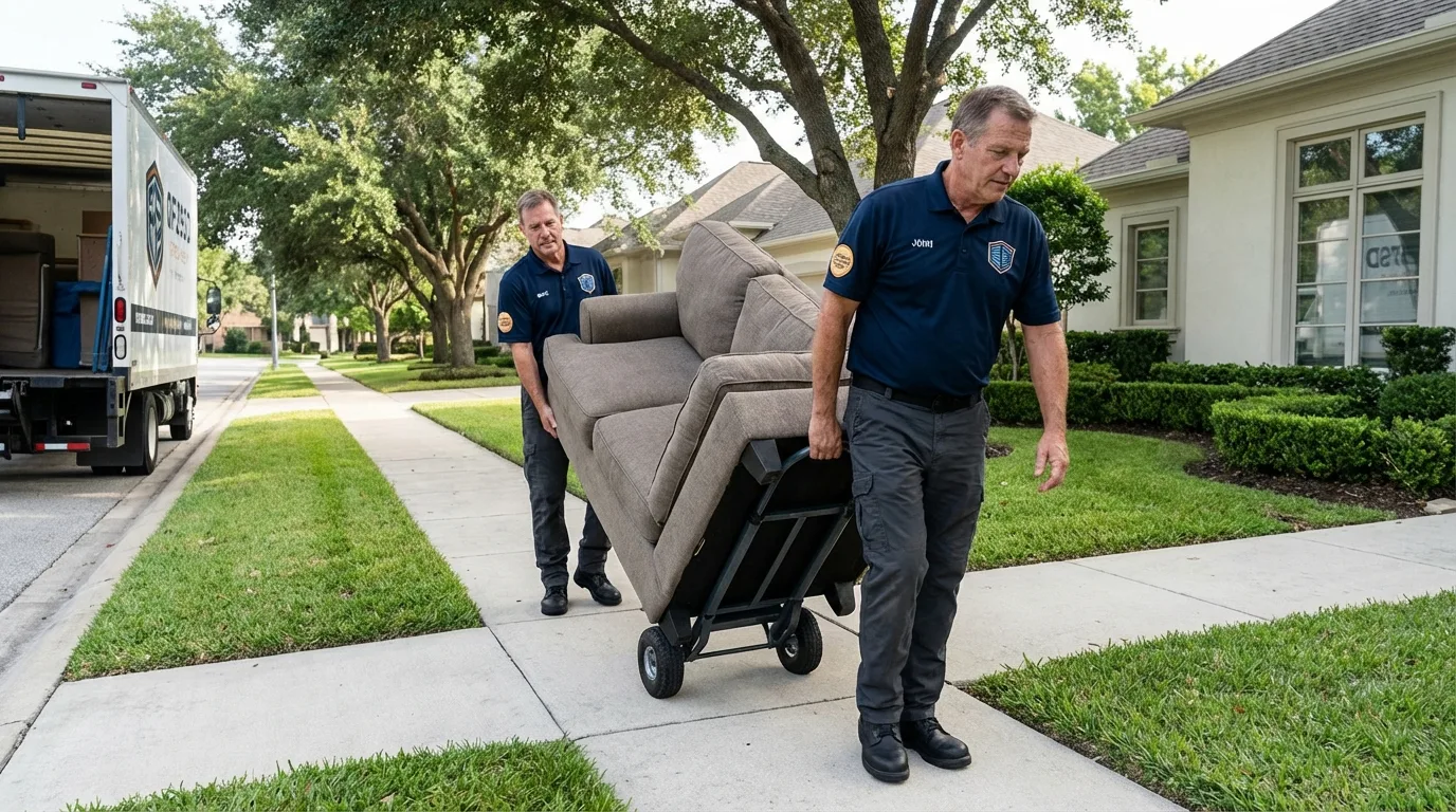 Local residential moving crew loading furniture in DuPont, WA