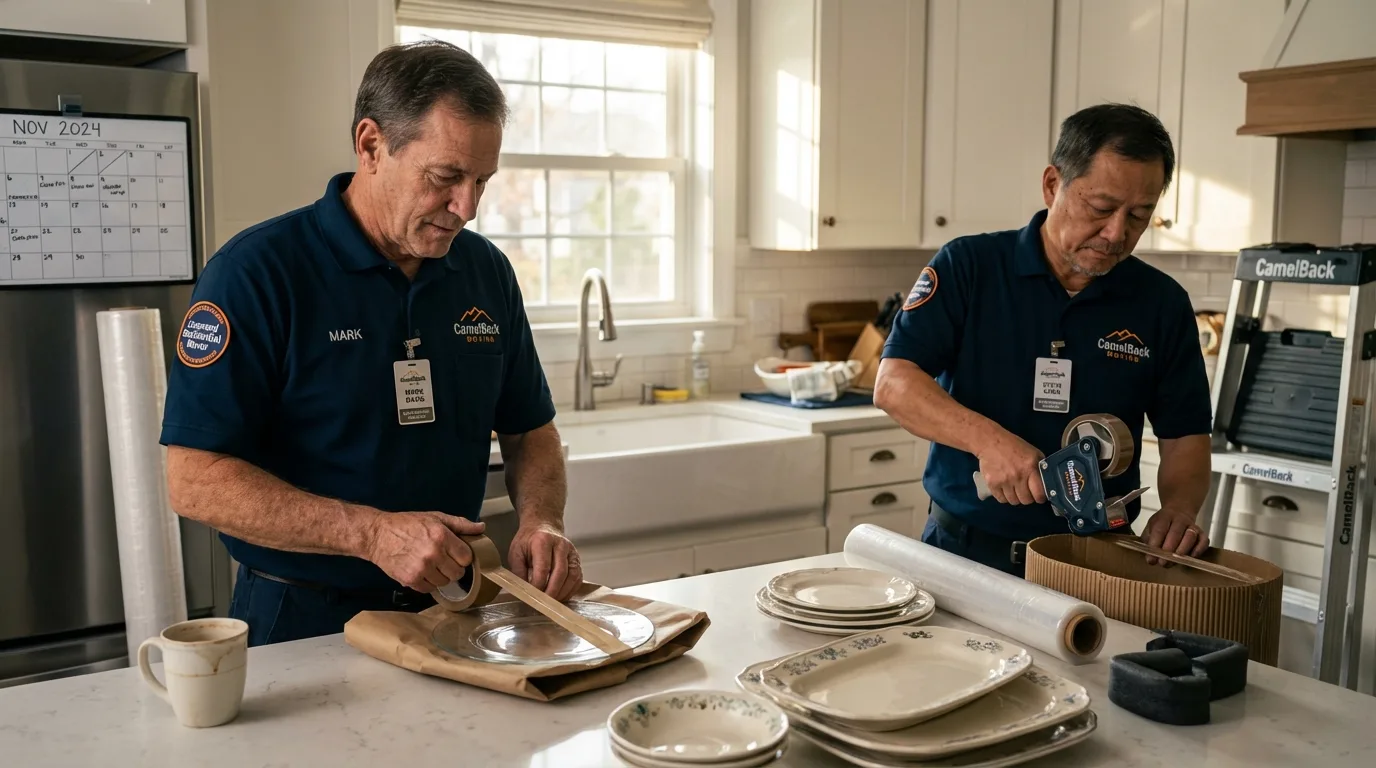 Professional crew packing kitchen dishware in DuPont, WA