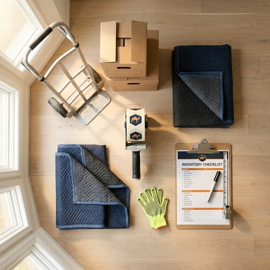 Professional moving supplies and packing materials layout for DuPont residential relocations